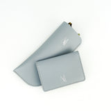 Dove Grey Leather Card Holder - Chroma