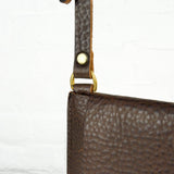Flat Brown Leather Turnlock Bag