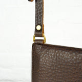 Flat Brown Leather Turnlock Bag