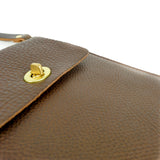 Flat Brown Leather Turnlock Bag