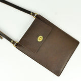 Flat Brown Leather Turnlock Bag