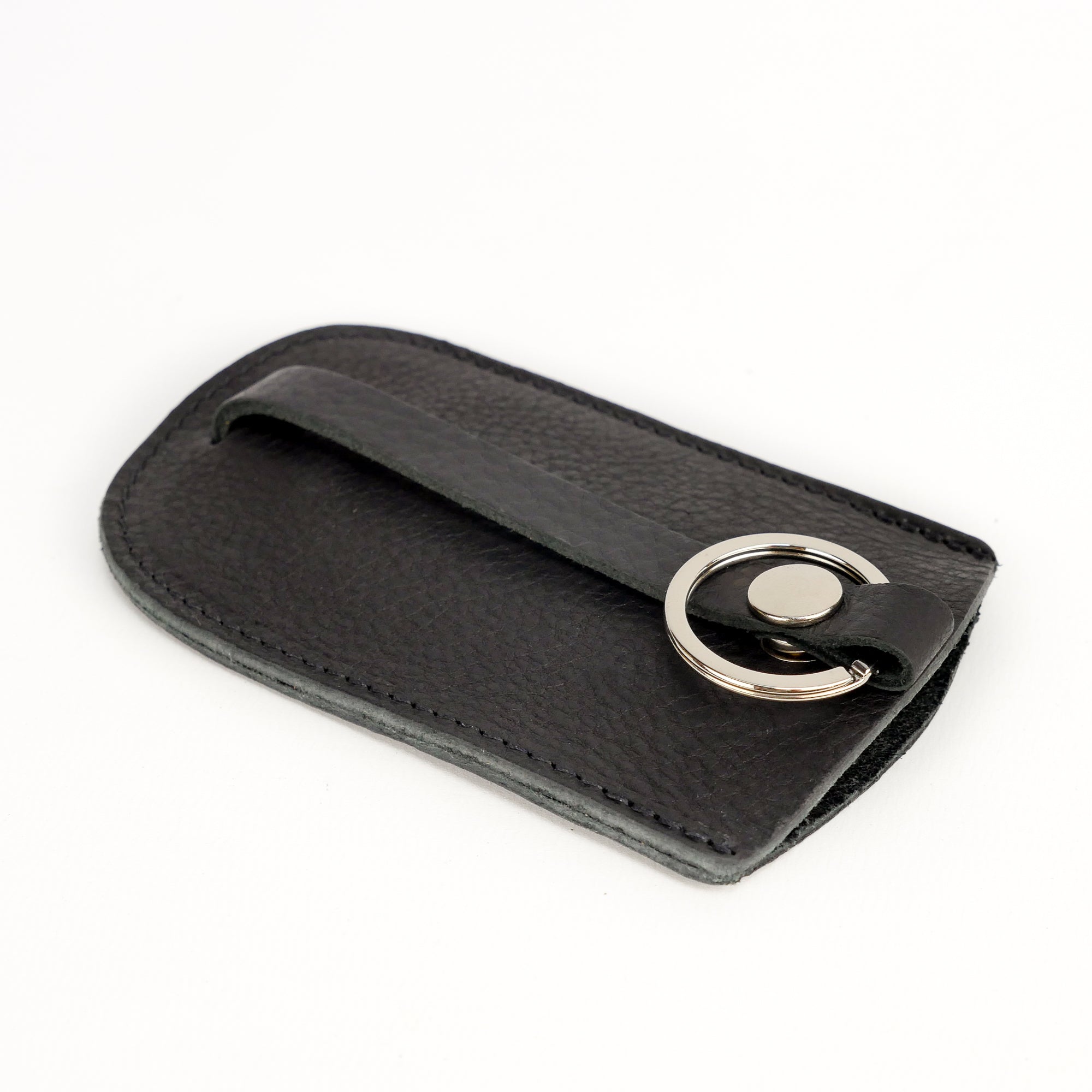 Black Leather Bell Key Holder, Luxury Leather Key Pouch