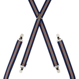 Pinstripe Navy Beige and Burgundy Trouser Braces