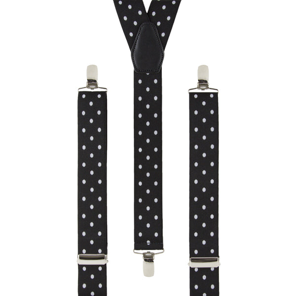 Handmade Black Polkadot Pattern Trouser Braces | Black Clip-on Trouser ...