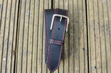 Black Leather Belt with Burgundy Stitching | 1 1/2" Wide | 31" - 33"