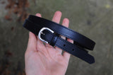 Black Leather Belt with Stitching | 3/4" Wide