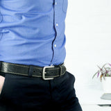 Black and Fawn 1 1/2" Stitched Leather Belt