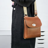 Tan Leather Turnlock Shoulder Bag