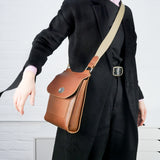 Tan Leather Turnlock Shoulder Bag