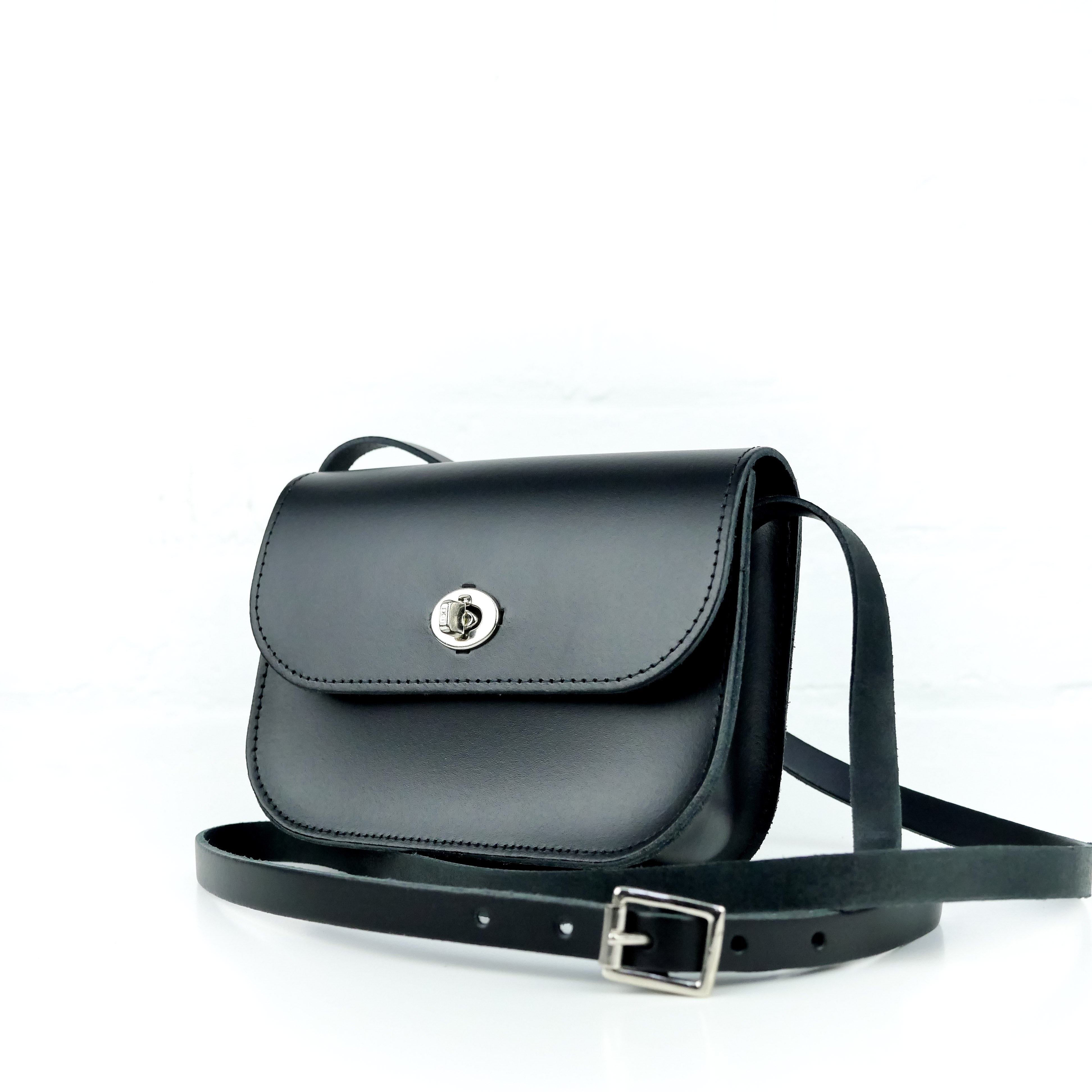 Small leather black crossbody bag Clearance