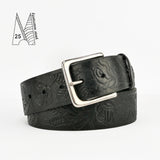 1 3/4" Tooled Classic Black Leather Belt