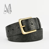 1 3/4" Tooled Classic Black Leather Belt