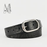 Rose & Leaf Tooled 1 1/4" Black Classic Belt