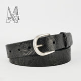 Rose & Leaf Tooled 1 1/4" Black Classic Belt