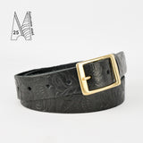 Rose & Leaf Tooled 1 1/4" Black Classic Belt