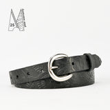 1" Tooled Classic Black Leather Belt