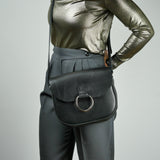 Belle Black Leather Crossbody Bag