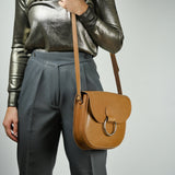 Belle Mustard Tan Leather Crossbody Bag