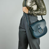 Belle Navy Leather Crossbody Bag