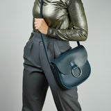 Belle Navy Leather Crossbody Bag