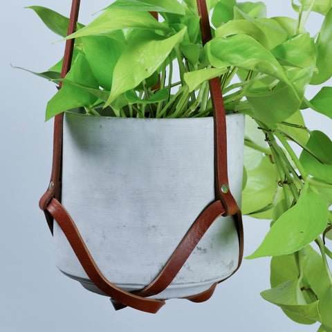 leather plant pot holder Tan Leather Plant Hanger