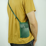 Missouri Green Leather Neck Pouch