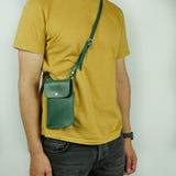 Missouri Green Leather Neck Pouch