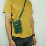 Missouri Green Leather Neck Pouch