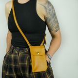 Missouri Mustard Yellow Leather Neck Pouch