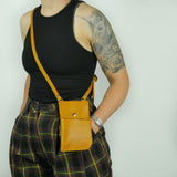 Missouri Mustard Yellow Leather Neck Pouch