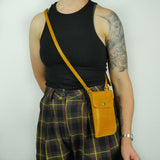 Missouri Mustard Yellow Leather Neck Pouch