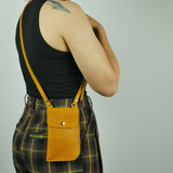 Missouri Mustard Yellow Leather Neck Pouch