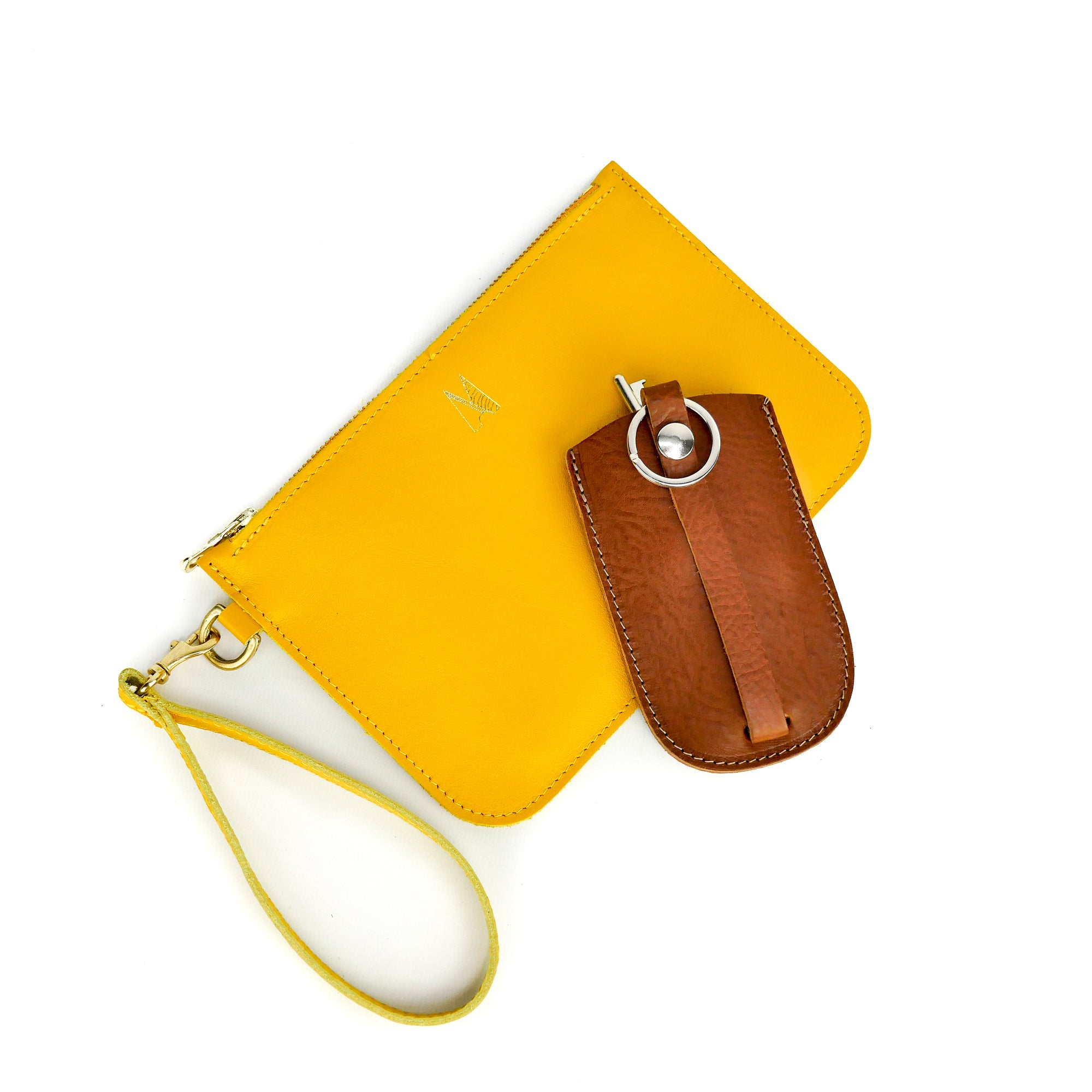 Yellow Leather Wristlet Bag - Roam