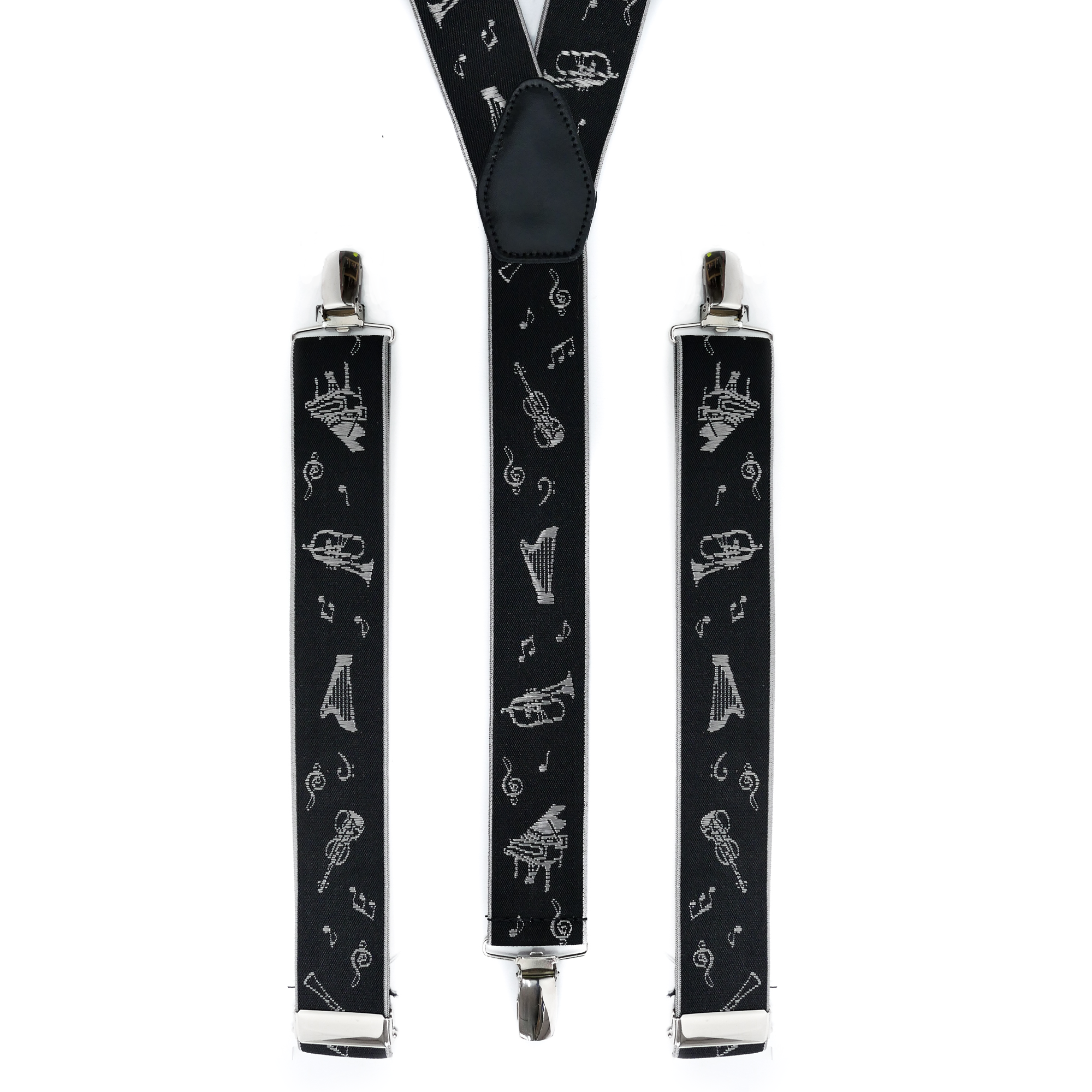 Musical Instruments Silver & Black Trouser Braces