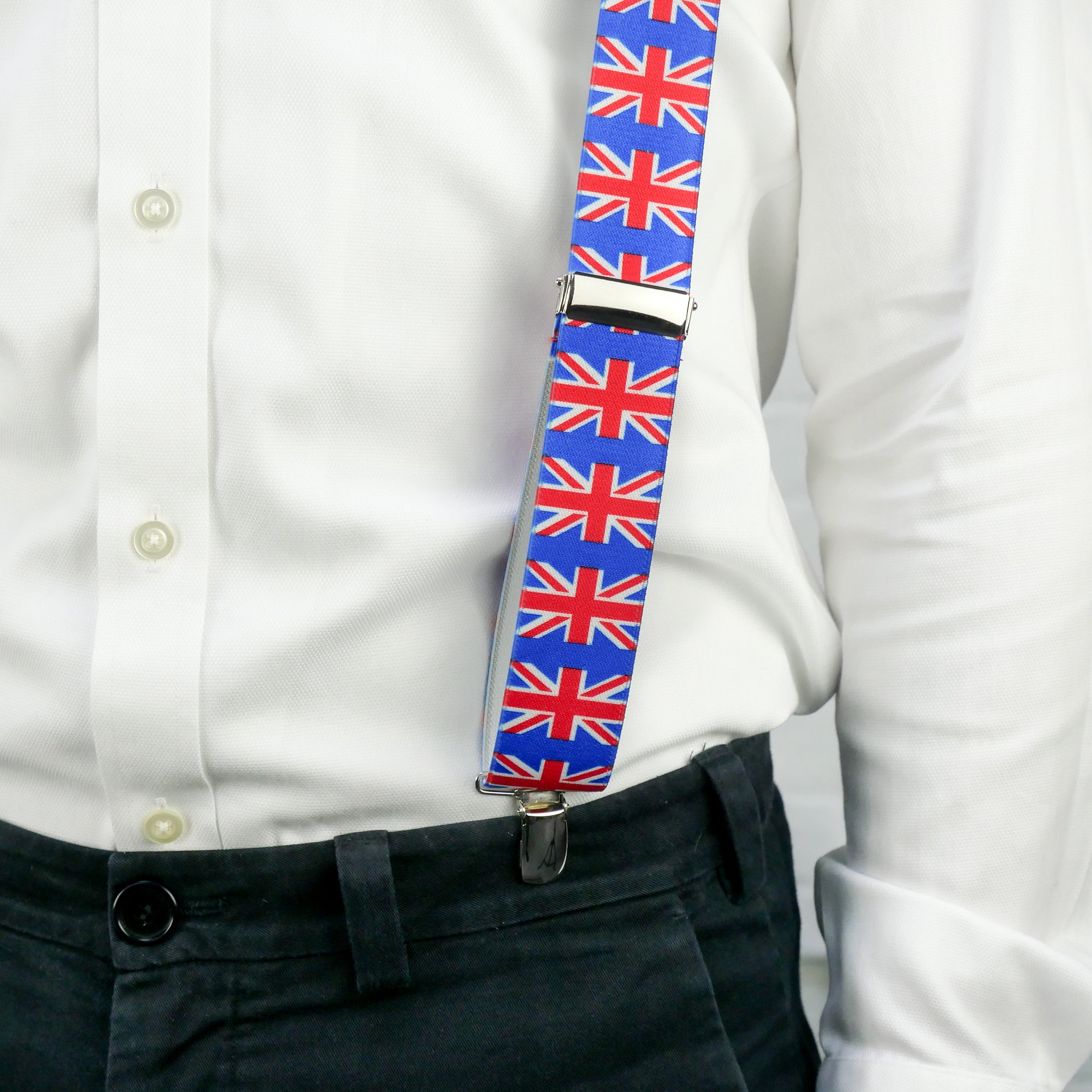 Union Jack Braces, Men's Blue Braces, Suspenders