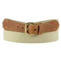 Women's Leather Trimmed Elasticated Beige Belt