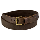 Brown Narrow Leather Trimmed Elasticated Belt