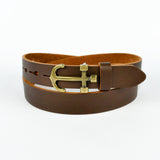 Anchor Buckle Leather Belt Brown
