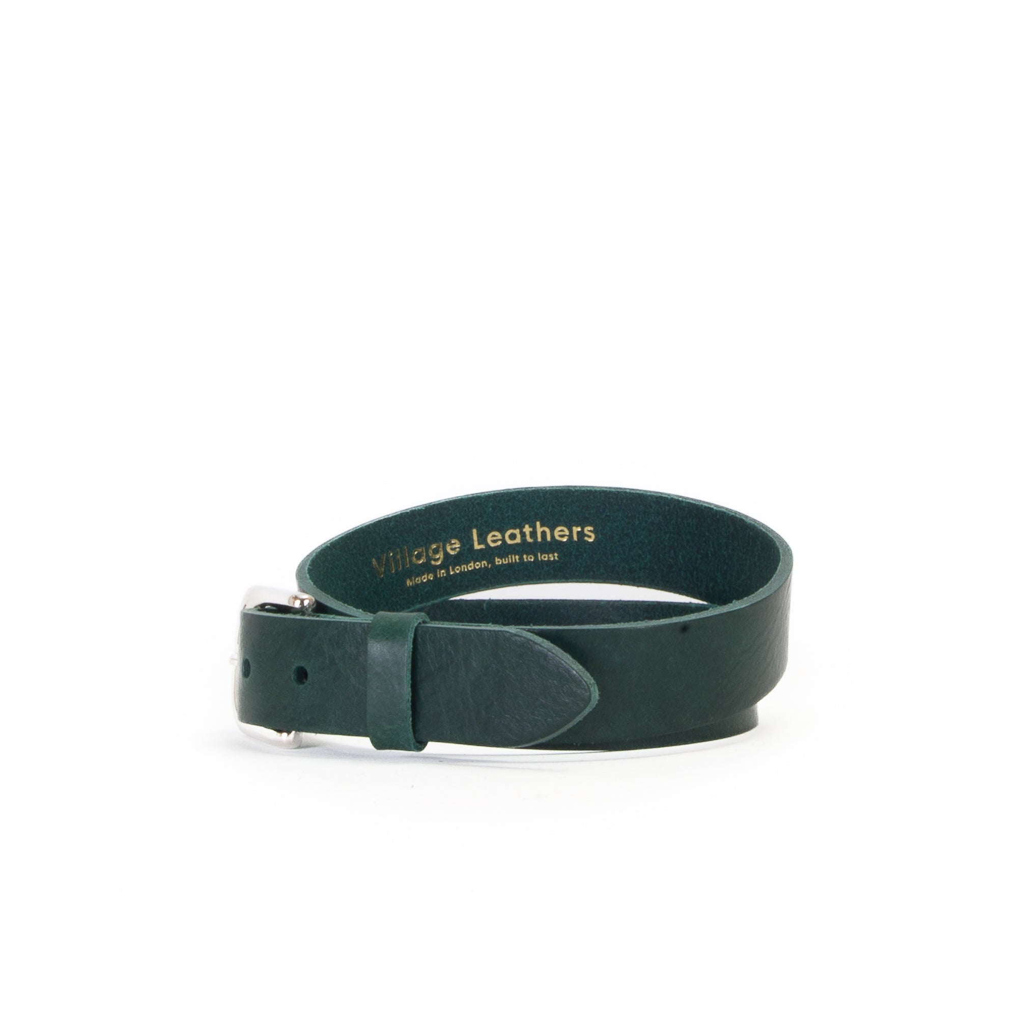 1 1/4" Classic Green Leather Belt