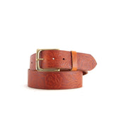 Embossed Tan Leather Belt | 1 3/4" Wide | 33" - 36"