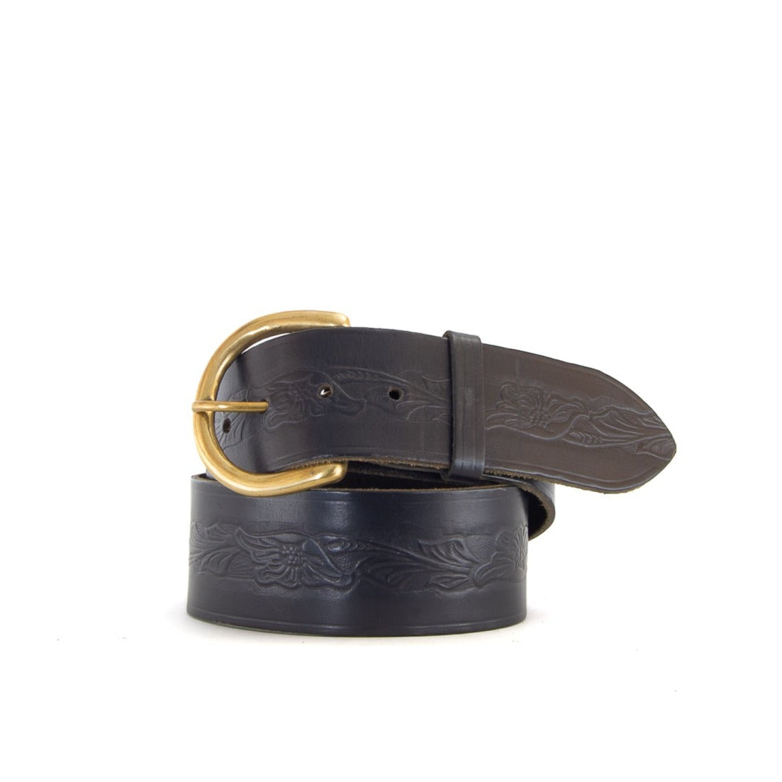 Embossed Black Leather Belt | 2" Wide | 27" - 30"