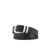 Black Leather Belt with Loops and Tip Detail | 1 1/2" Wide | 33" - 36"