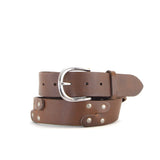 Studded Brown Leather Belt | 1 1/2