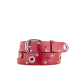 Eyelet Red Leather Belt | 1 1/2" Wide | 29" - 31"