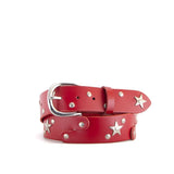 Studded Red Leather Belt | 1 1/2" Wide