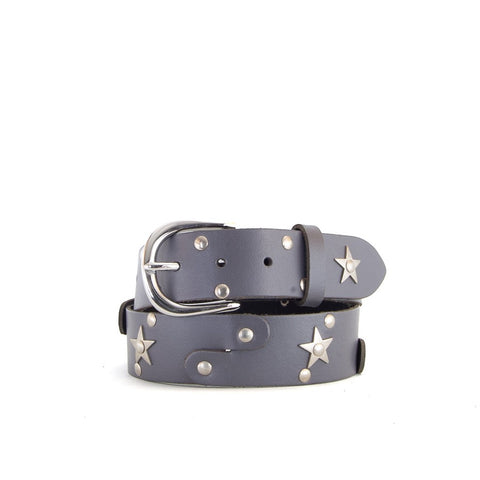 Studded Grey Leather Belt | 1 1/2" Wide | 29" - 31"