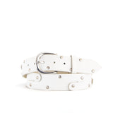 Studded White Leather Belt | 1 1/2" Wide | 38" - 40"