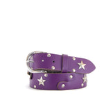 Studded Purple Leather Belt | 1 1/2" Wide | 30" - 32"