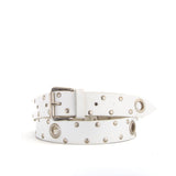 Eyelet White Leather Belt | 1 1/4" Wide | 38" - 40"