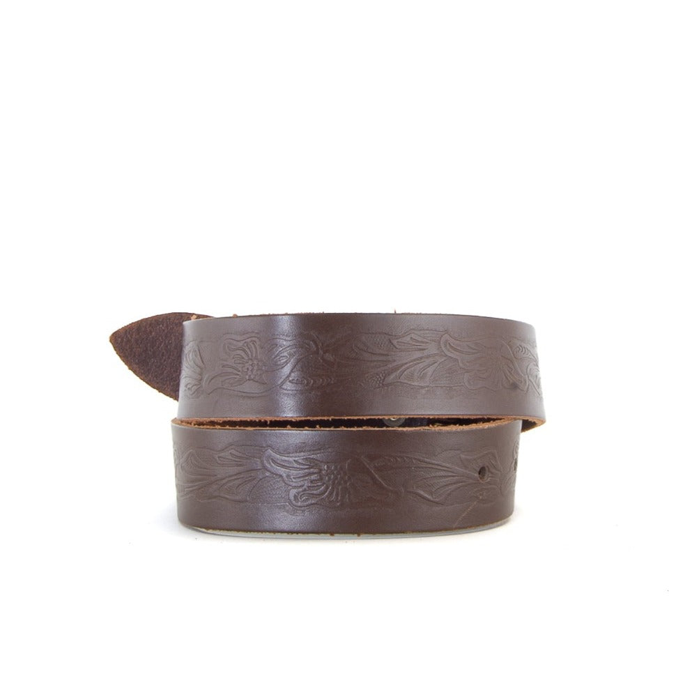 Embossed Brown Leather Belt | 1 1/2" Wide | 28" - 30"